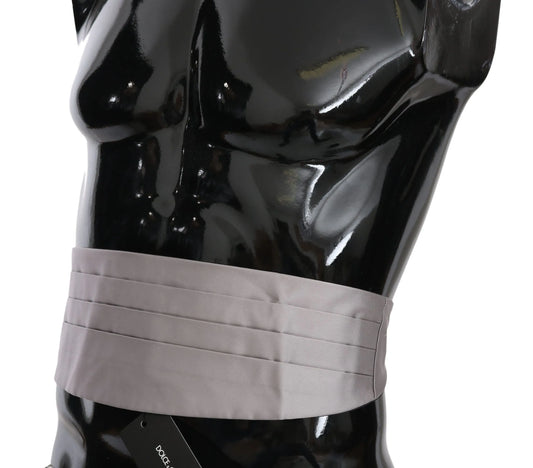Gray Men Waist Belt 100% Silk Cummerbund-Dolce & Gabbana-LabelTerrace.com