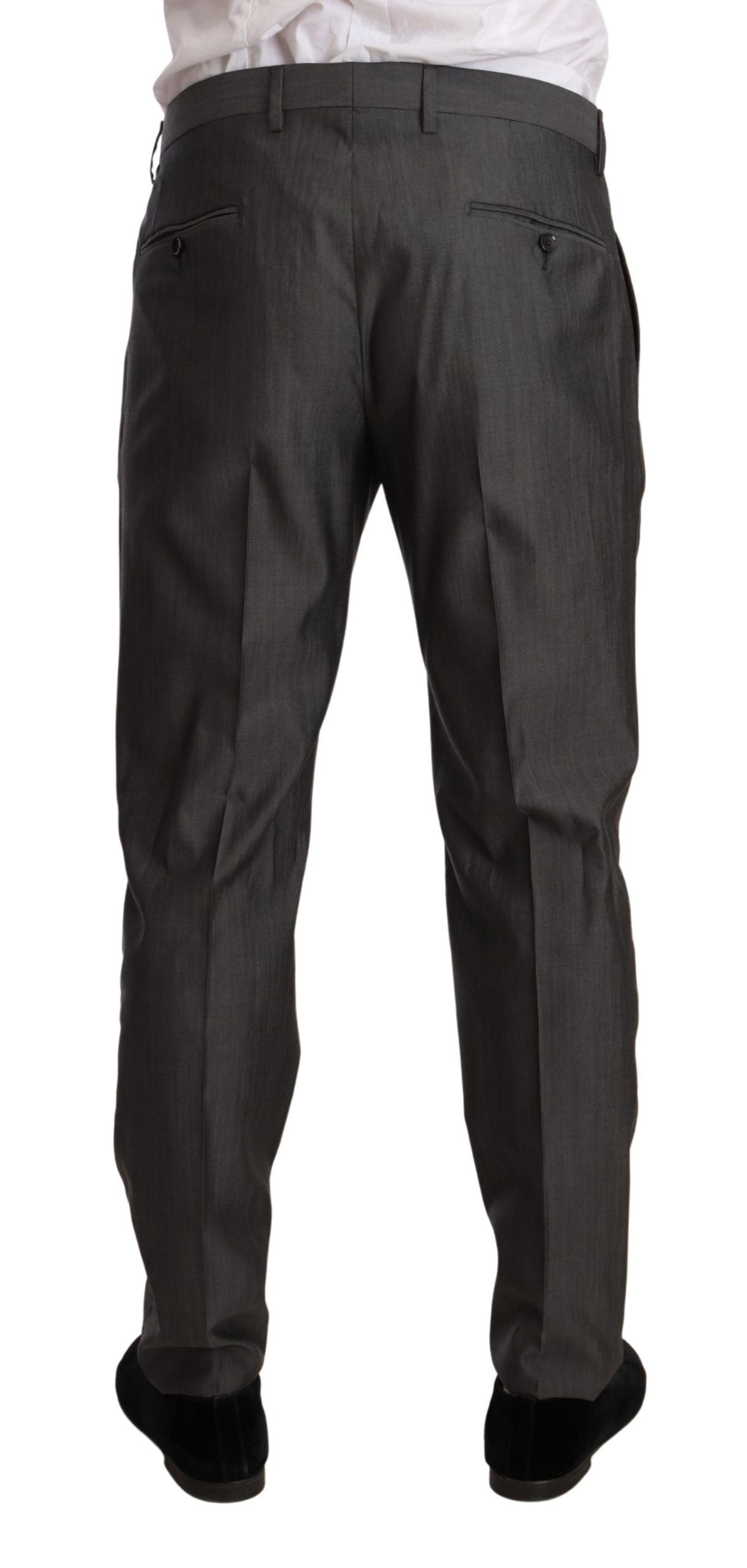 Gray Metallic MARTINI Slim Fit Set Suit-Dolce & Gabbana-LabelTerrace.com