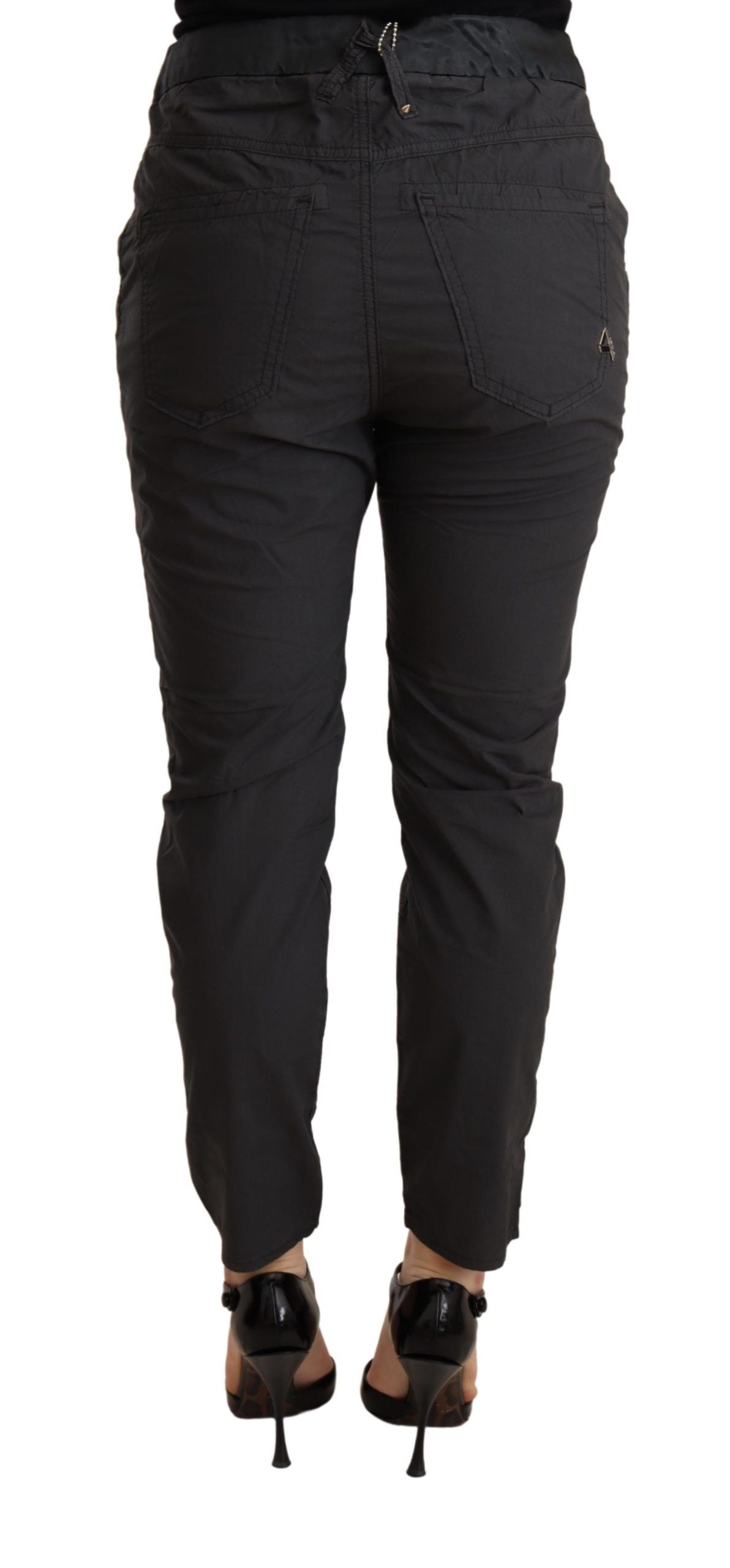 Gray Mid Waist Slim Fit Skinny Cotton Trouser-CYCLE-LabelTerrace.com