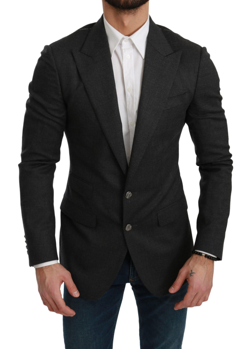 Gray NAPOLI Slim Fit Jacket Wool Blazer-Dolce & Gabbana-LabelTerrace.com