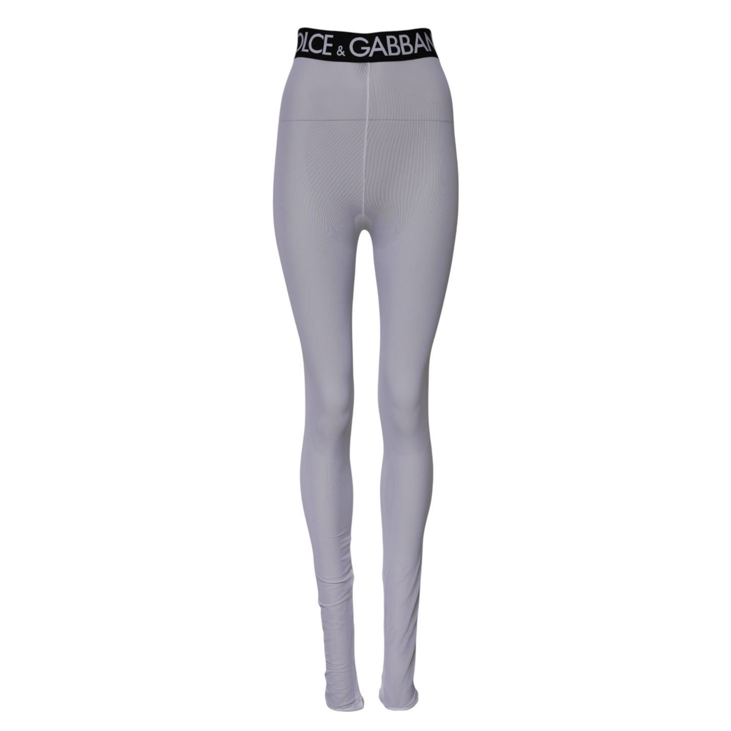 Gray Nylon DG Logo Mid Waisted Leggings Pants-Dolce & Gabbana-LabelTerrace.com