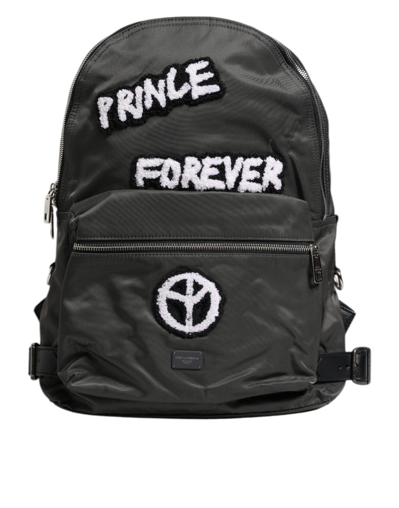 Gray Nylon Prince Forever School Travel Backpack Bag-Dolce & Gabbana-LabelTerrace.com