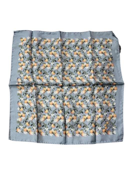 Gray Oranges Silk Square Handkerchief Scarf-Dolce & Gabbana-LabelTerrace.com