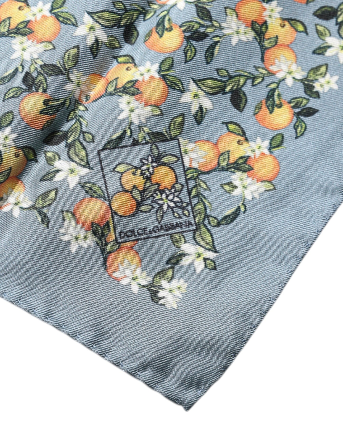 Gray Oranges Silk Square Handkerchief Scarf-Dolce & Gabbana-LabelTerrace.com