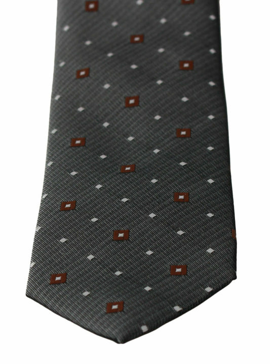 Gray Patterned Classic Mens Slim Necktie-Dolce & Gabbana-LabelTerrace.com