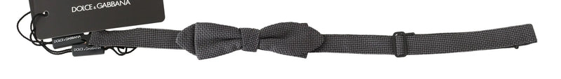 Gray Patterned Silk Adjustable Neck Bow Tie Papillon-Dolce & Gabbana-LabelTerrace.com
