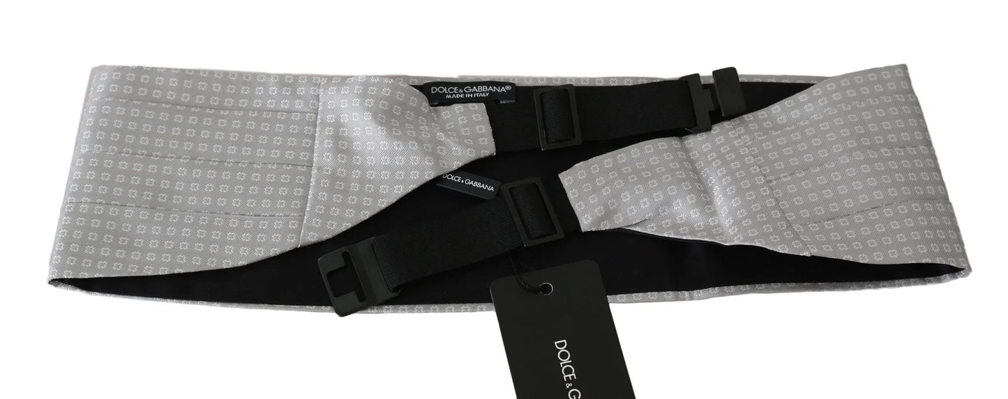 Gray Patterned Waist Belt Silk Cummerbund-Dolce & Gabbana-LabelTerrace.com