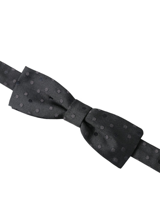 Gray Polka Dot Silk Adjustable Neck Men Papillon Bow Tie-Dolce & Gabbana-LabelTerrace.com