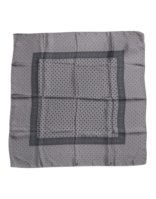 Gray Polka Dot Silk Square Men Foulard Scarf-Dolce & Gabbana-LabelTerrace.com