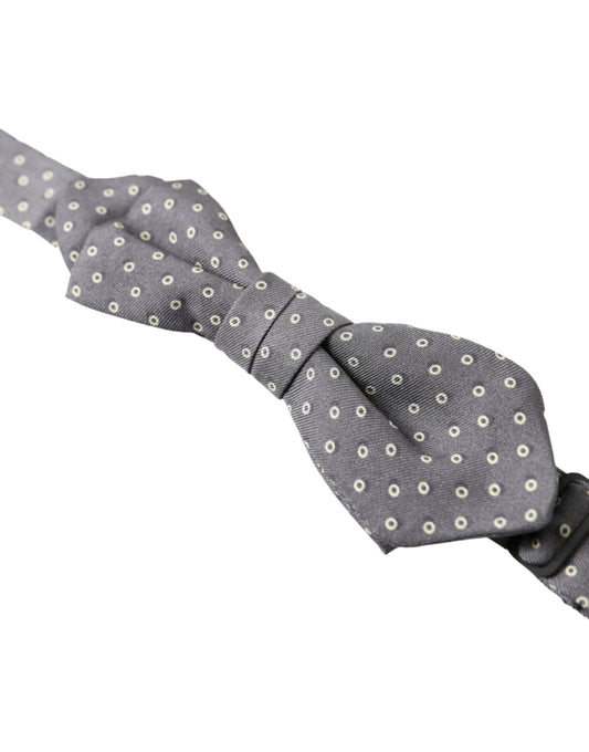 Gray Polka Dots Silk Adjustable Neck Papillon Bow Tie-Dolce & Gabbana-LabelTerrace.com
