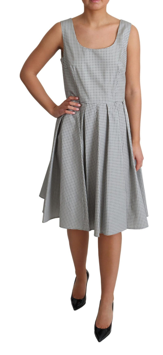 Gray Polka Dotted Cotton A-Line Dress-Dolce & Gabbana-LabelTerrace.com