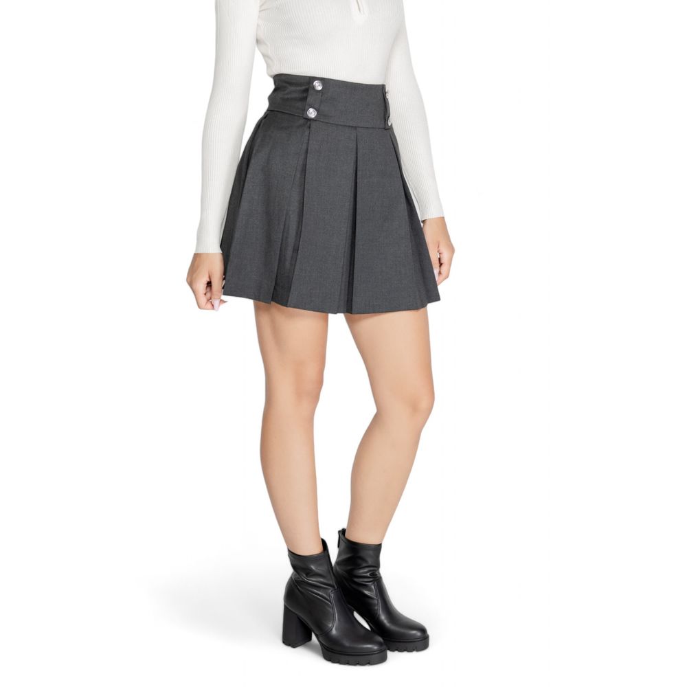 Gray Polyester Mini Skirt