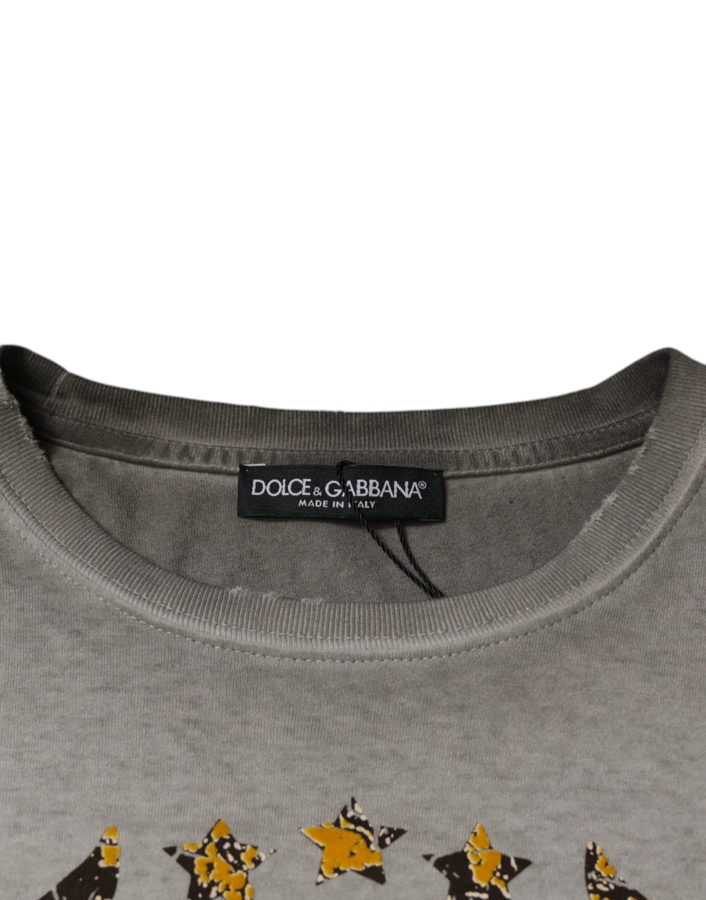 Gray Printed Cotton Crewneck Pullover Sweater-Dolce & Gabbana-LabelTerrace.com
