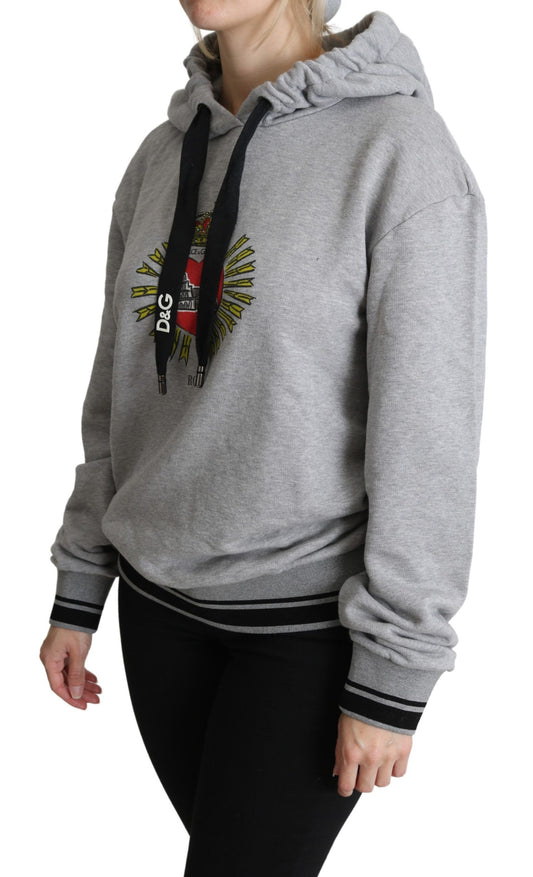 Gray Printed Hooded Exclusive Logo Sweater-Dolce & Gabbana-LabelTerrace.com