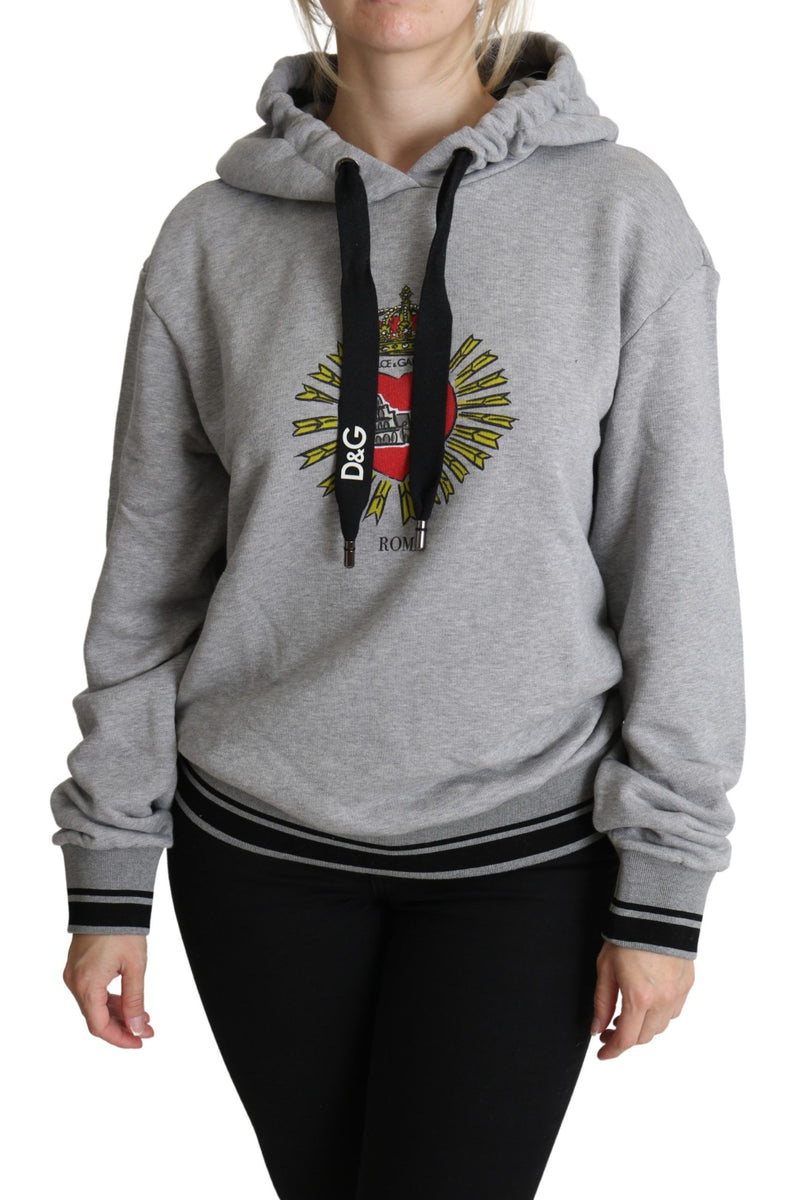 Gray Printed Hooded Exclusive Logo Sweater-Dolce & Gabbana-LabelTerrace.com