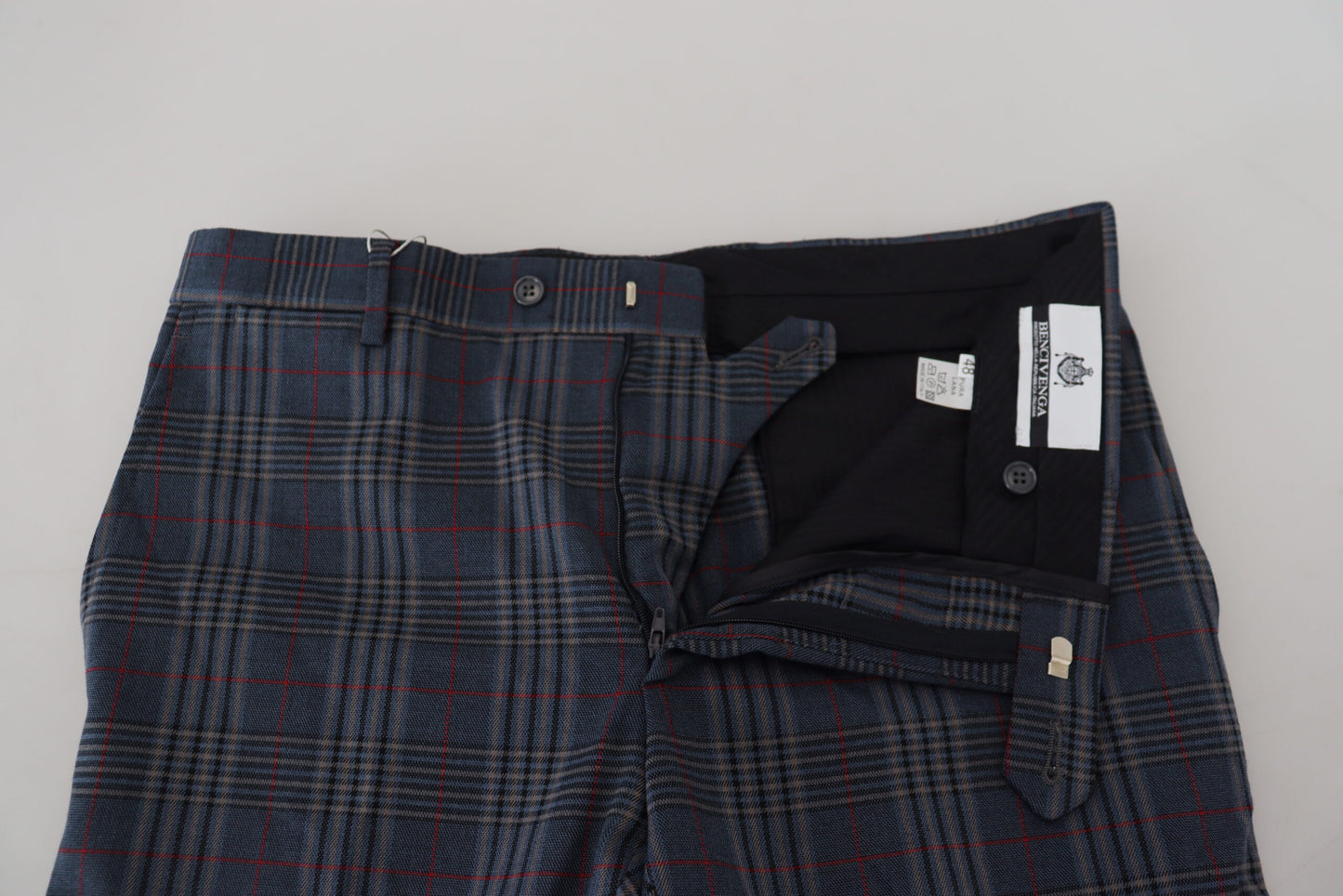 Gray Pure Wool Men Checkered Pants-BENCIVENGA-LabelTerrace.com