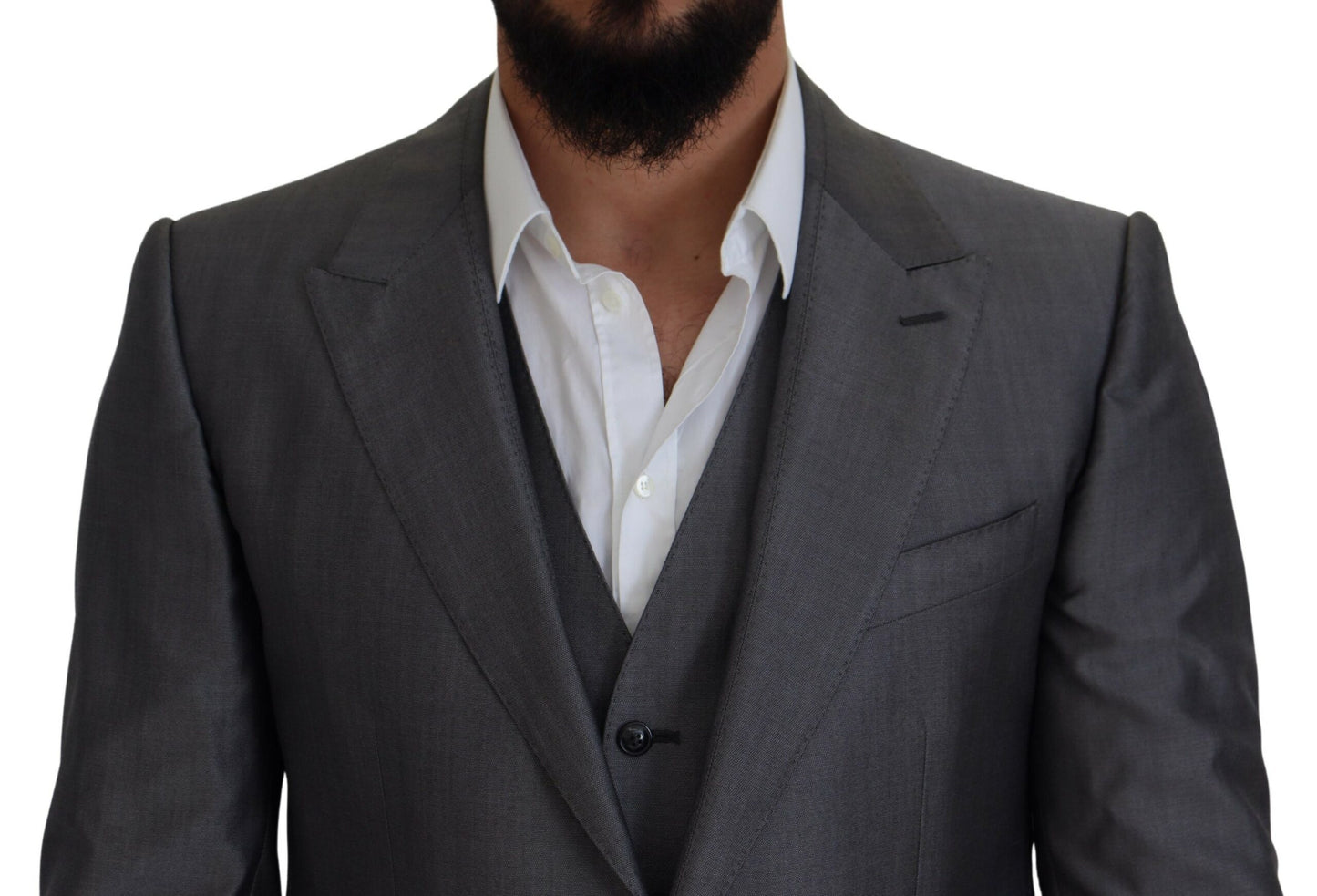 Gray SICILIA 3 Piece Slim Fit Suit-Dolce & Gabbana-LabelTerrace.com