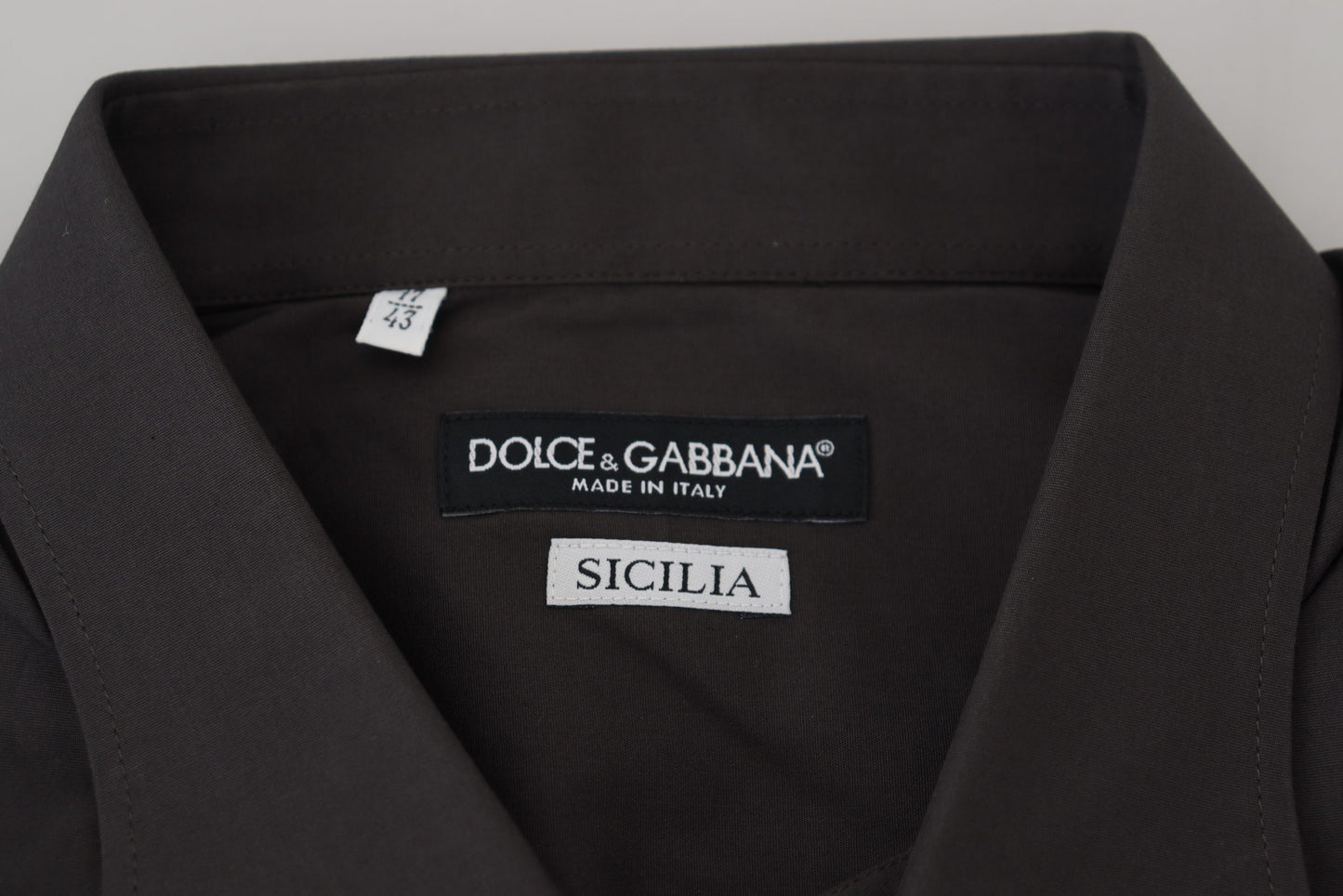 Gray SICILIA Slim Fit Stretch Dress Shirt-Dolce & Gabbana-LabelTerrace.com