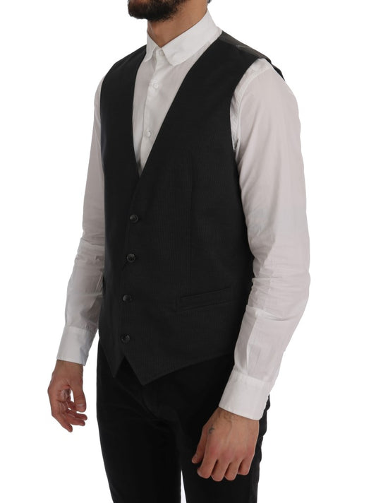 Gray STAFF Cotton Rayon Vest-Dolce & Gabbana-LabelTerrace.com