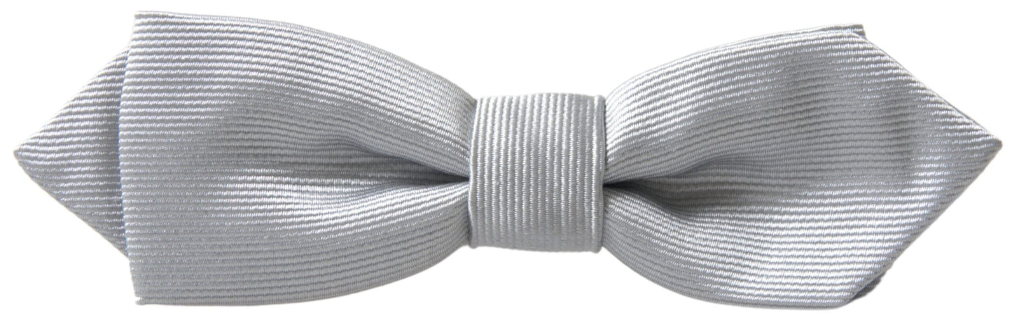 Gray Silk Adjustable Men Neck Papillon Bow Tie-Dolce & Gabbana-LabelTerrace.com