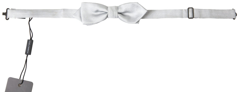 Gray Silk Adjustable Men Neck Papillon Bow Tie-Dolce & Gabbana-LabelTerrace.com