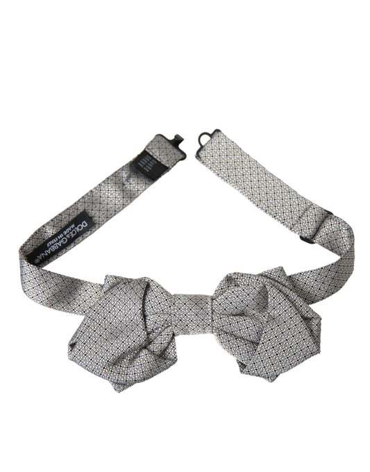 Gray Silk Adjustable Neck Men Bow Tie-Dolce & Gabbana-LabelTerrace.com