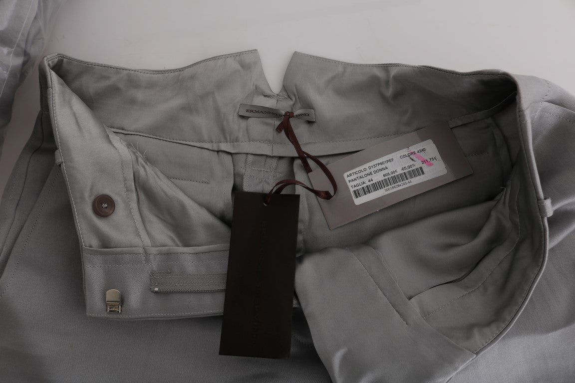 Gray Silk Cropped Casual Pants-Ermanno Scervino-LabelTerrace.com