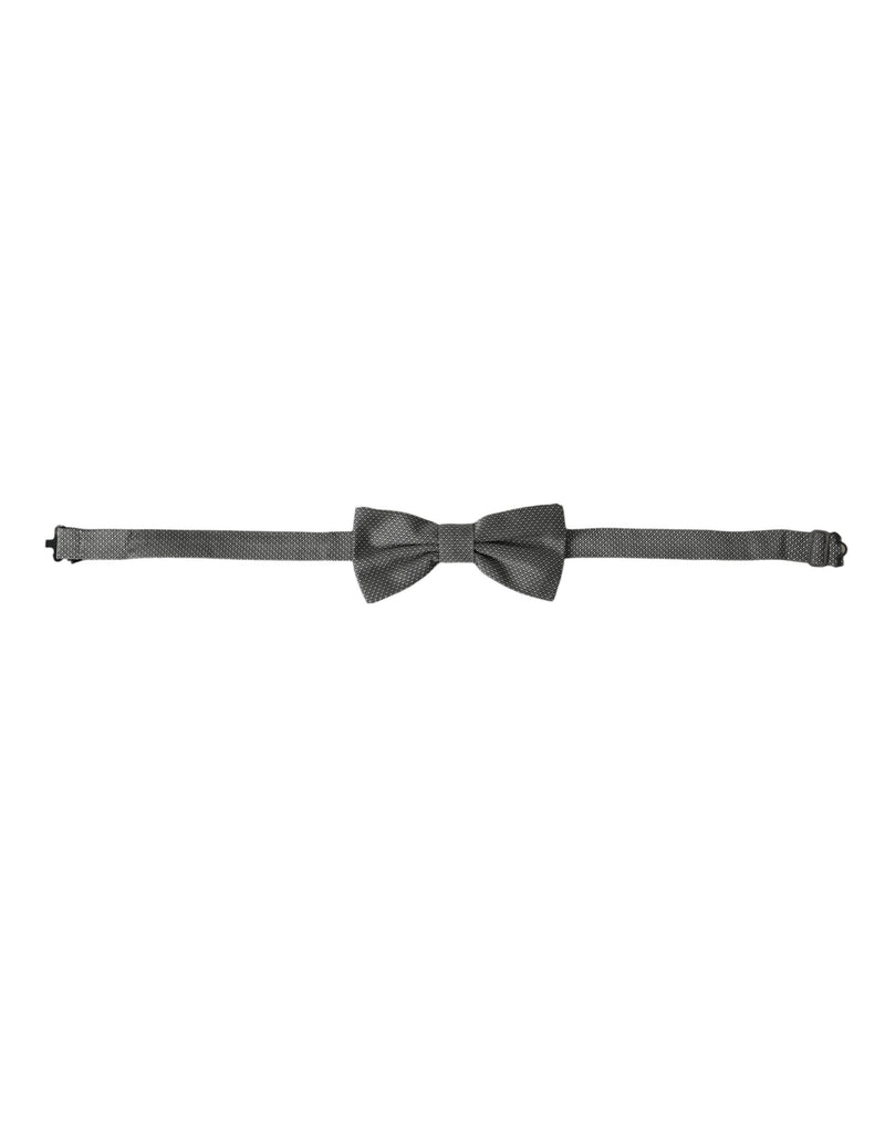 Gray Silk Patterned Adjustable Neck Men Bow Tie-Dolce & Gabbana-LabelTerrace.com
