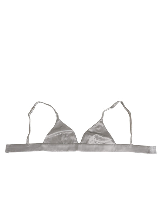 Gray Silk Satin Triangle Soft Cup Bra Underwear