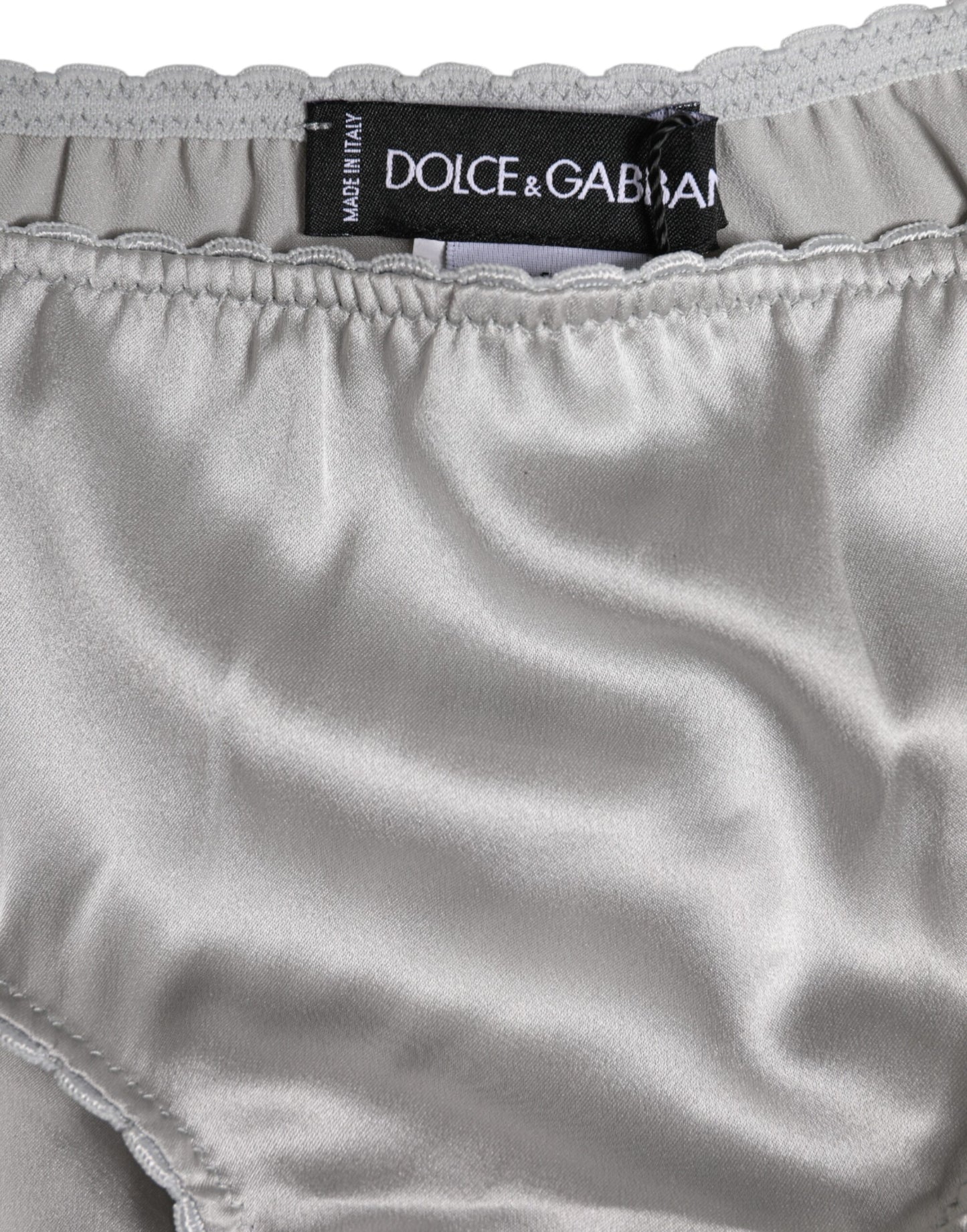 Gray Silk Stretch Bottom Low Waist Panty Underwear-Dolce & Gabbana-LabelTerrace.com