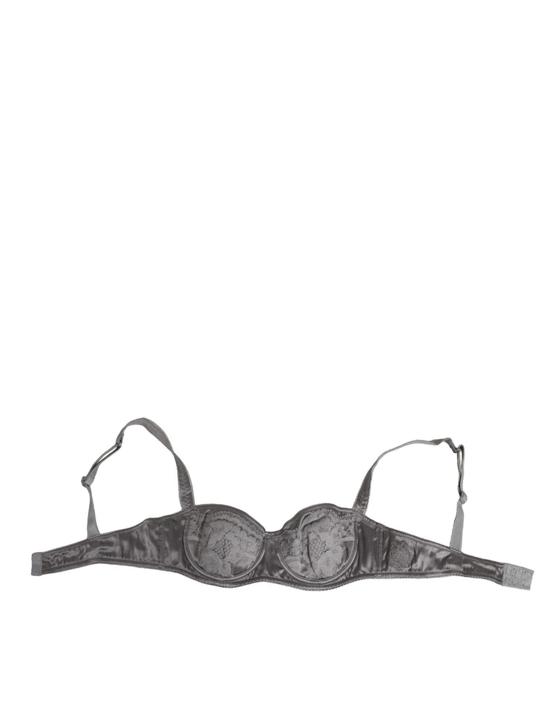 Gray Silk Underwired Balconette Bra Underwear