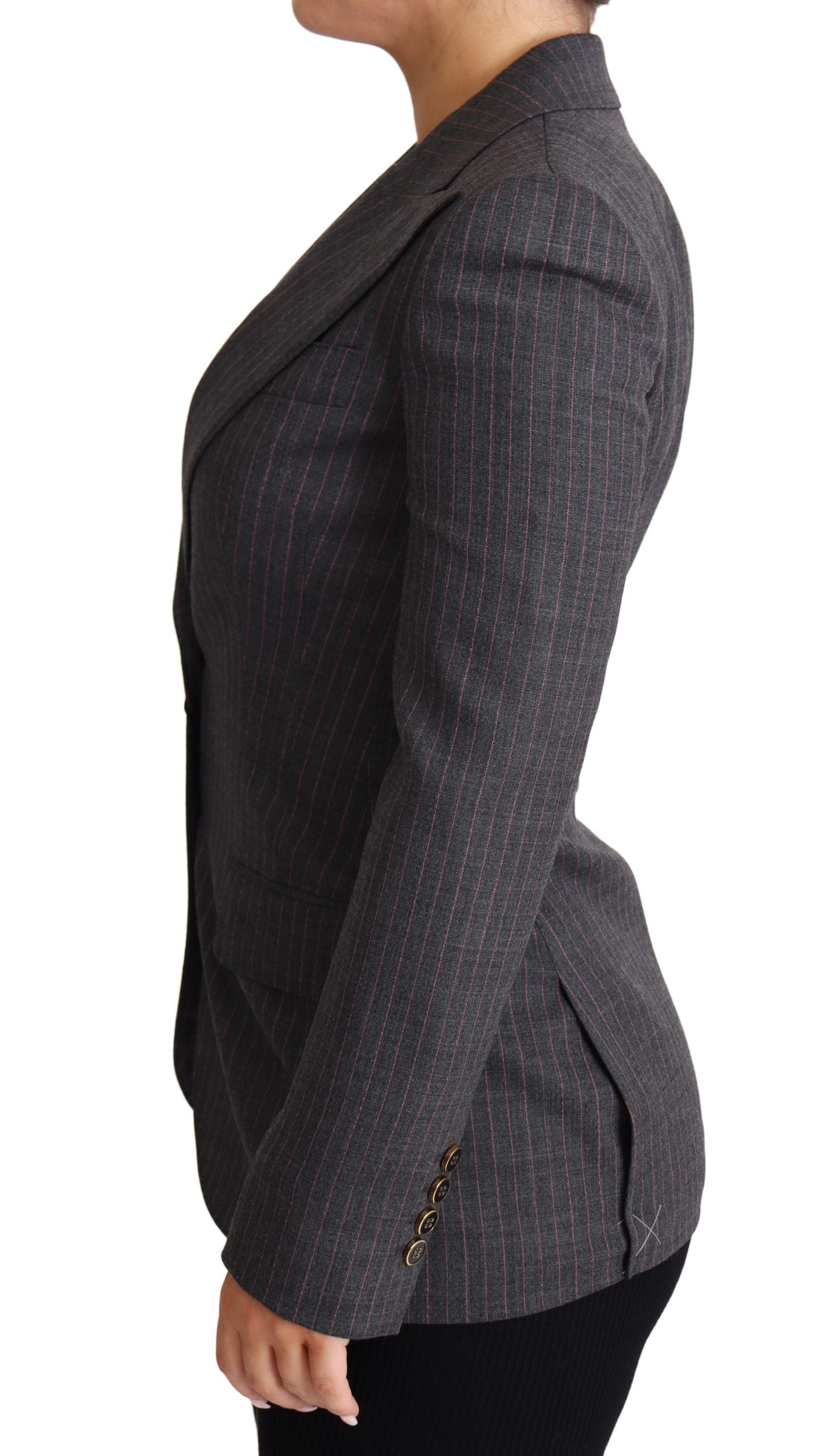 Gray Single Breasted Fitted Blazer Wool Jacket-Dolce & Gabbana-LabelTerrace.com