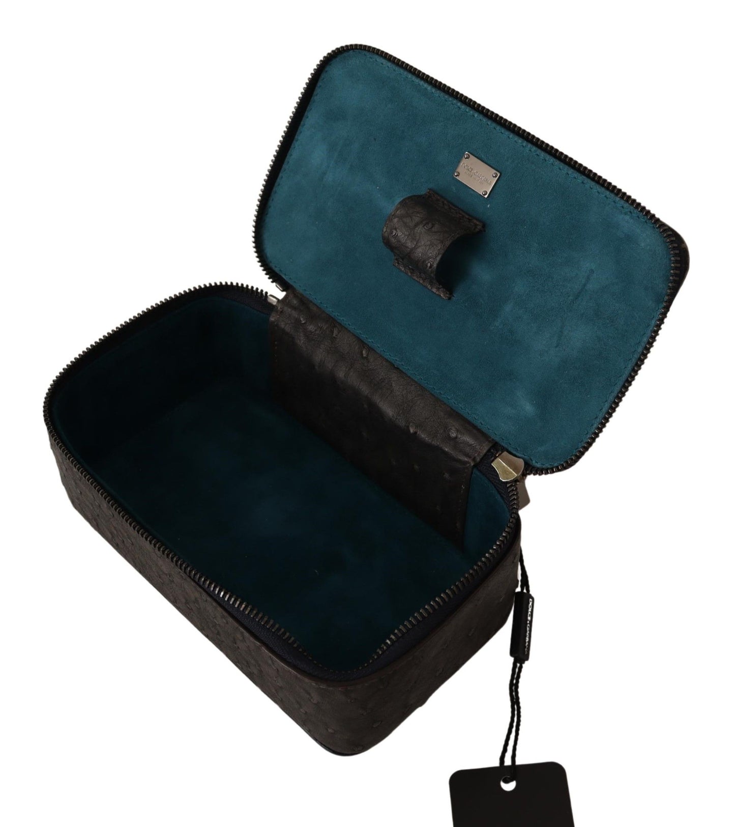 Gray Skin Leather Vanity Case Toiletry Shaving Bag-Dolce & Gabbana-LabelTerrace.com