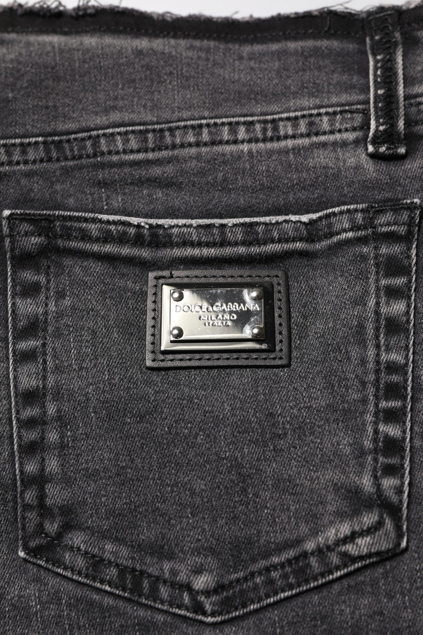 Gray Skinny Cotton Mid Waisted Denim Jeans-Dolce & Gabbana-LabelTerrace.com