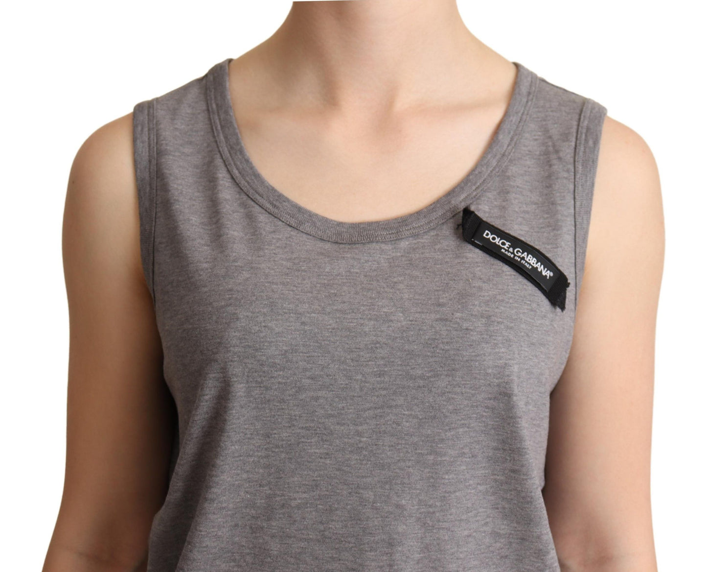 Gray Sleeveless Round Neck Tank Top T-shirt-Dolce & Gabbana-LabelTerrace.com