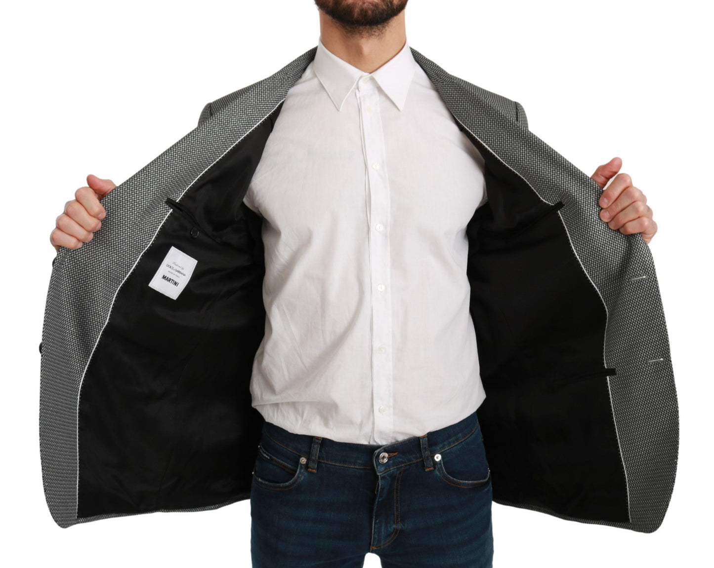 Gray Slim Fit Formal MARTINI Blazer-Dolce & Gabbana-LabelTerrace.com