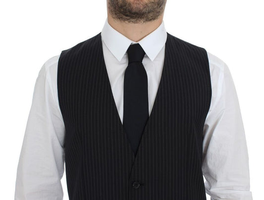 Gray Stretch Formal Dress Vest Gilet-Dolce & Gabbana-LabelTerrace.com
