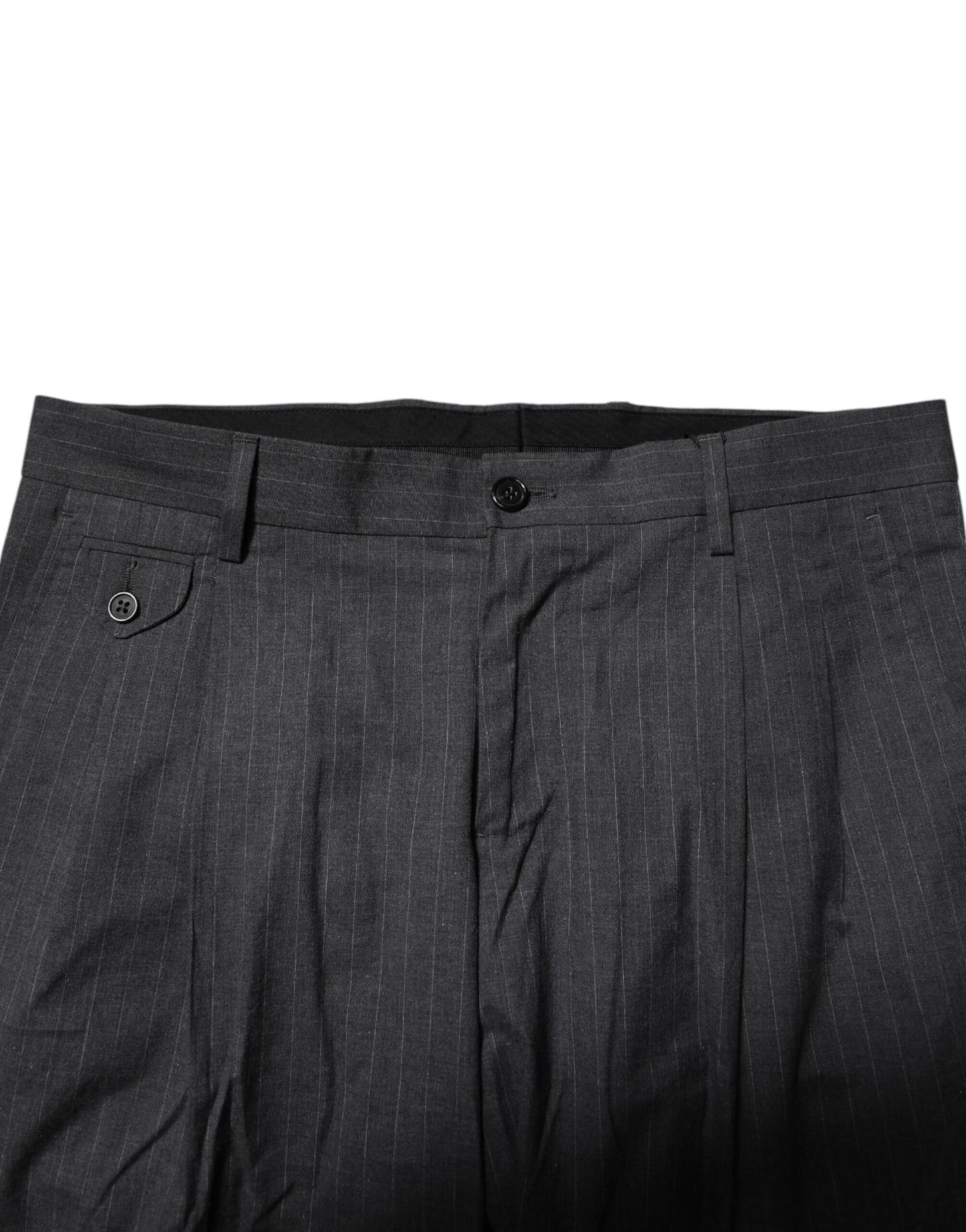Gray Striped Cotton Formal Pants-Dolce & Gabbana-LabelTerrace.com