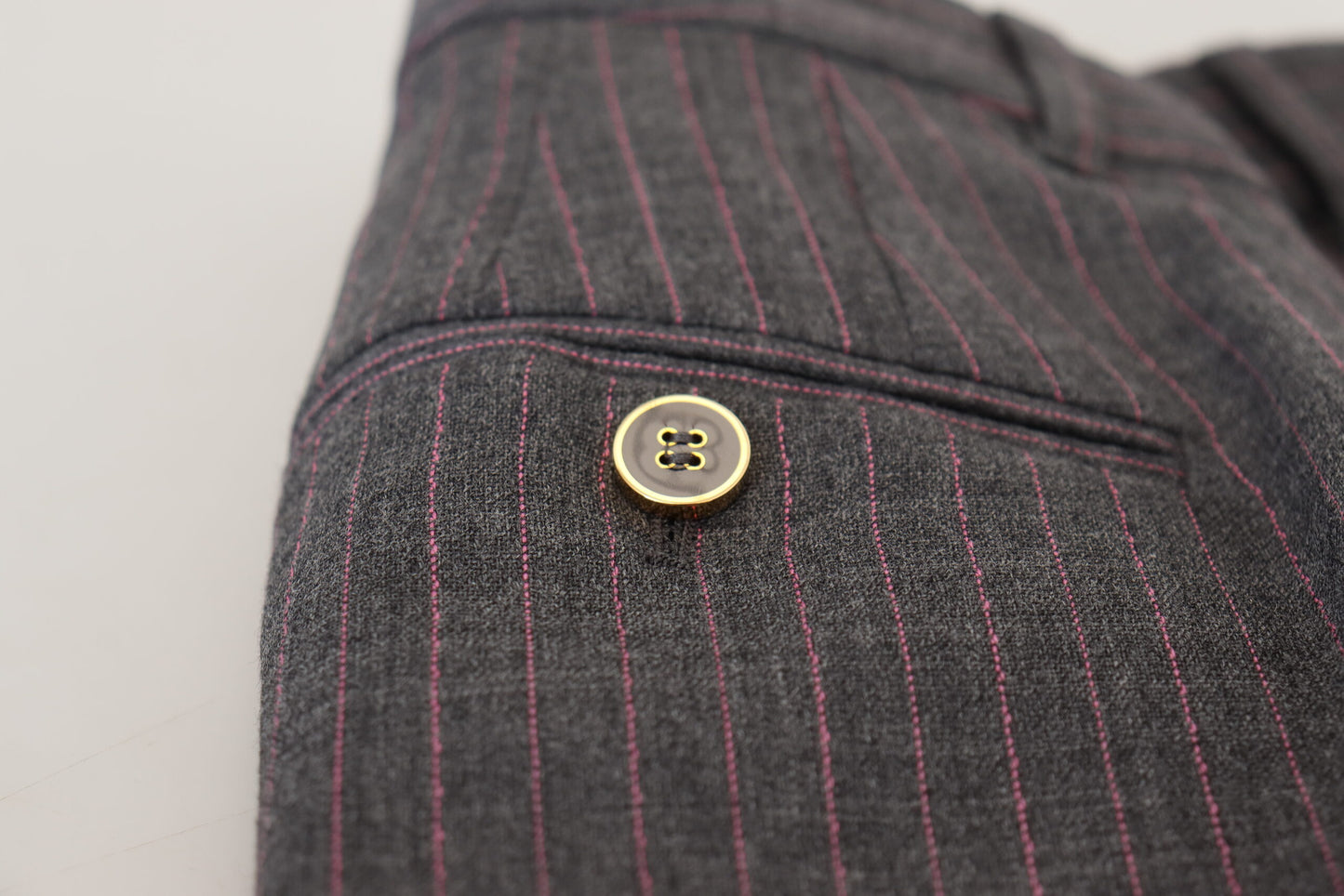 Gray Stripes Wool Tapered Women Pants-Dolce & Gabbana-LabelTerrace.com