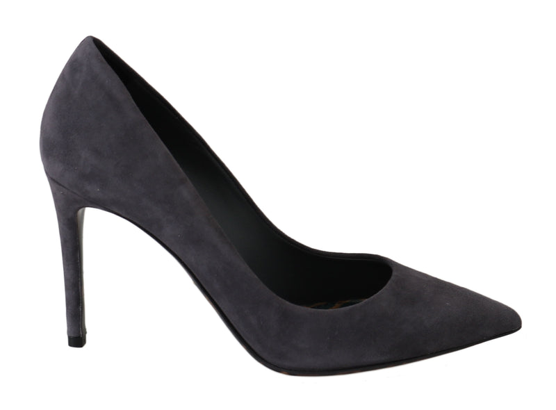 Gray Suede Leather Stiletto Shoes Heels-Dolce & Gabbana-LabelTerrace.com