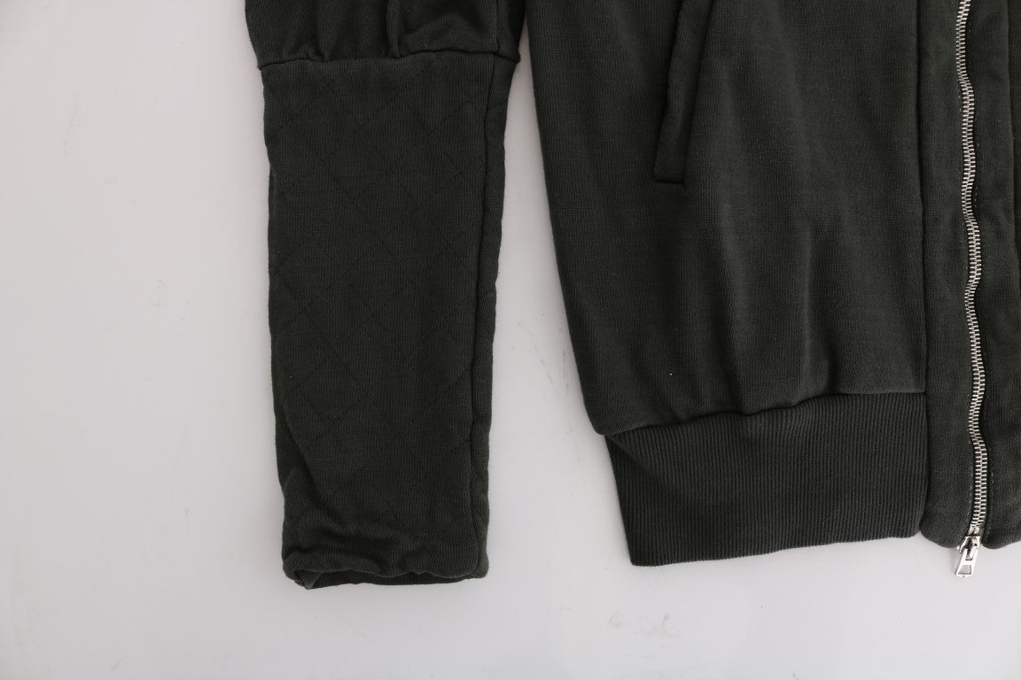 Gray Top Hooded Cotton Zipper Sweater-Exte-LabelTerrace.com