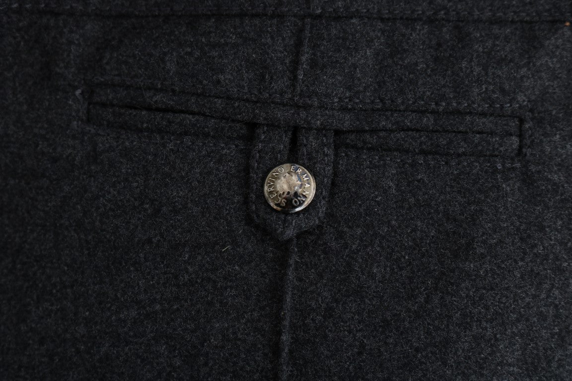Gray Virgin Wool Skinny Casual Pants-Ermanno Scervino-LabelTerrace.com