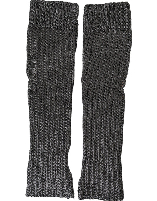 Gray Viscose Knitted Finger Less Gloves-Dolce & Gabbana-LabelTerrace.com