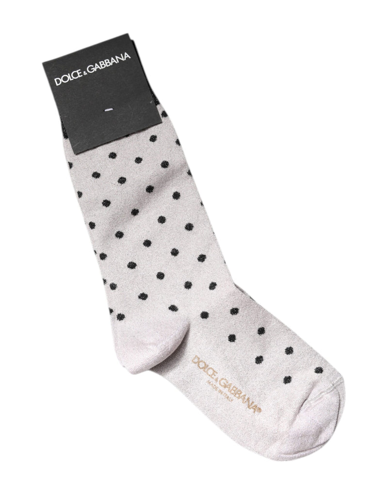 Gray Viscose Stretch Dotted Socks-Dolce & Gabbana-LabelTerrace.com