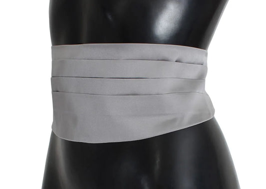 Gray Waist Belt Silk Cummerbund-Dolce & Gabbana-LabelTerrace.com
