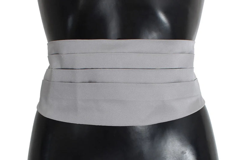Gray Waist Belt Silk Cummerbund-Dolce & Gabbana-LabelTerrace.com