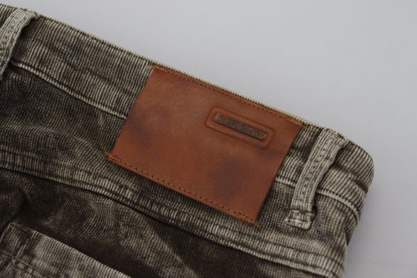 Gray Washed Cotton Corduroy Slim Fit Men Jeans-Acht-LabelTerrace.com