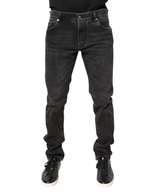 Gray Washed Cotton Skinny Denim Jeans-Dolce & Gabbana-LabelTerrace.com