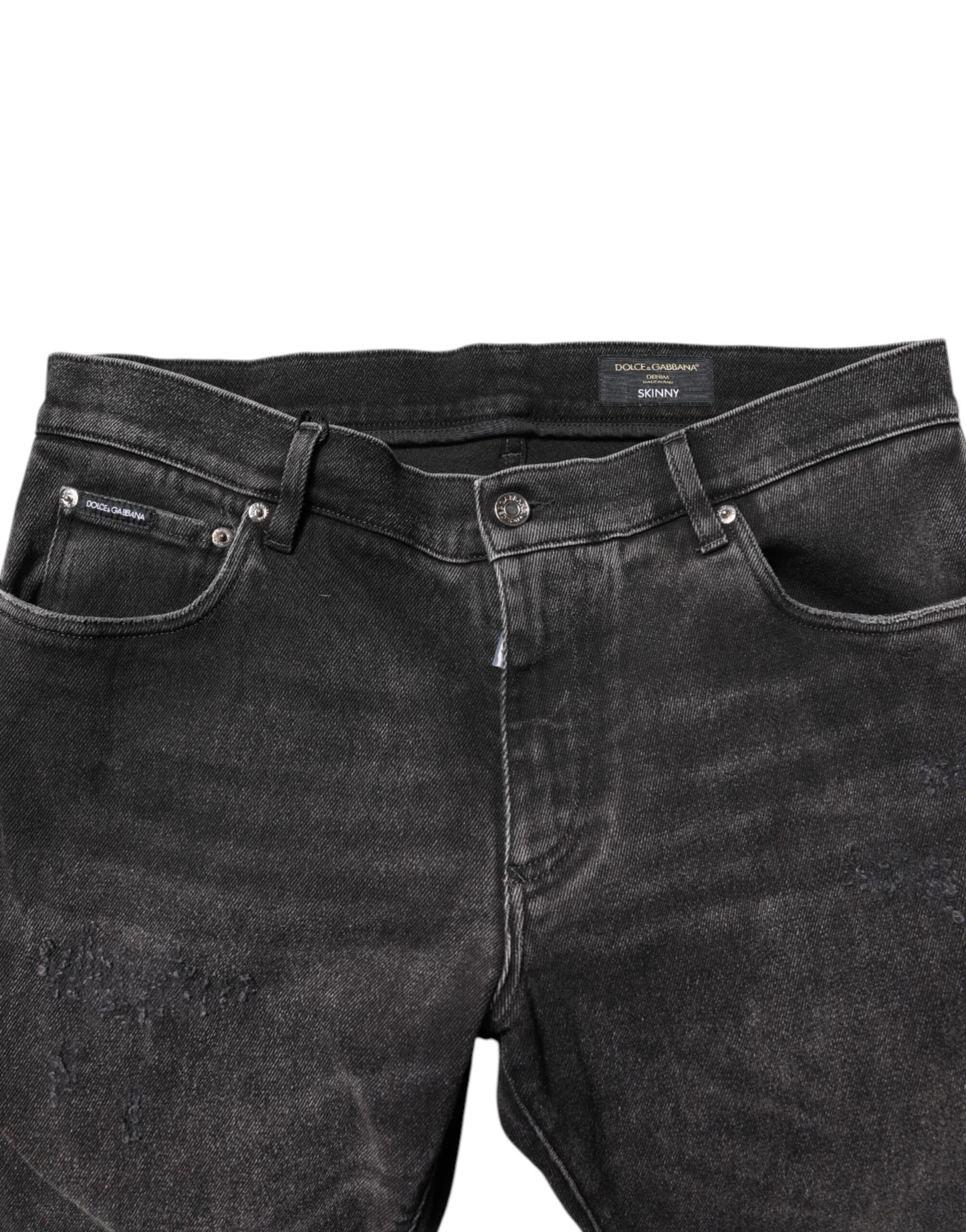 Gray Washed Cotton Skinny Denim Jeans-Dolce & Gabbana-LabelTerrace.com