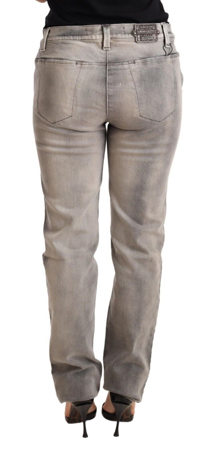 Gray Washed Low Waist Skinny Trouser Cotton Jeans-Ermanno Scervino-LabelTerrace.com
